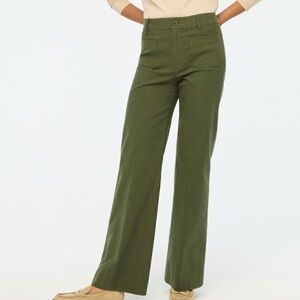 J Crew Olive Chino Wide-Leg Pants